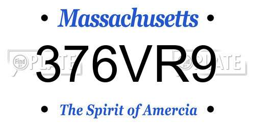 376VR9 Massachusetts License Plate