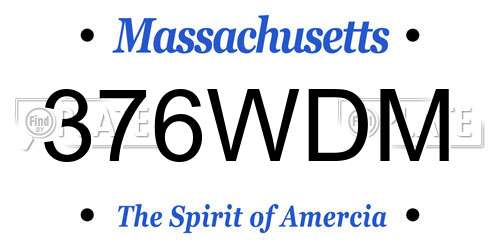 376WDM Massachusetts License Plate