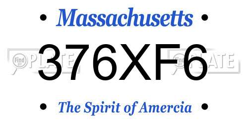 376XF6 Massachusetts License Plate