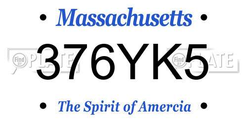 376YK5 Massachusetts License Plate