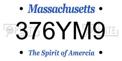 376YM9 Massachusetts License Plate