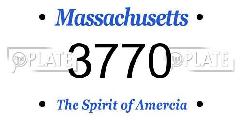 3770 Massachusetts License Plate
