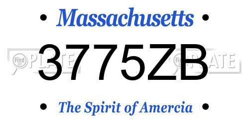 3775ZB Massachusetts License Plate
