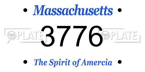 3776 Massachusetts License Plate