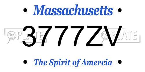 3777ZV Massachusetts License Plate