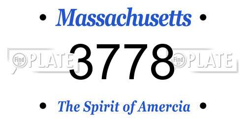 3778 Massachusetts License Plate