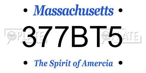 377BT5 Massachusetts License Plate