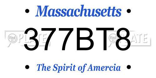 377BT8 Massachusetts License Plate