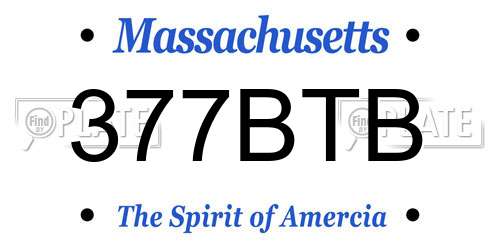 377BTB Massachusetts License Plate