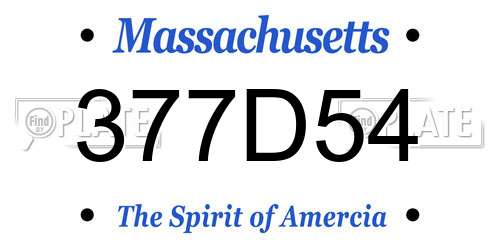 377D54 Massachusetts License Plate