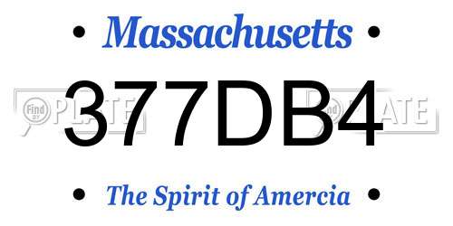 377DB4 Massachusetts License Plate