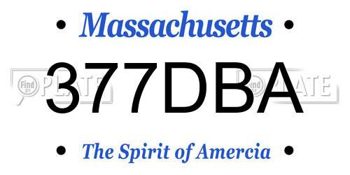 377DBA Massachusetts License Plate