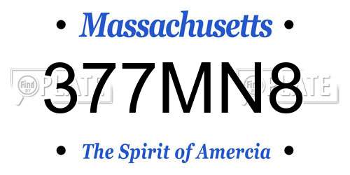 377MN8 Massachusetts License Plate