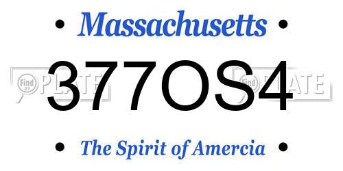 377OS4 Massachusetts License Plate