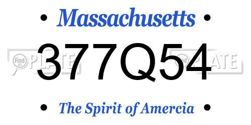 377Q54 Massachusetts License Plate