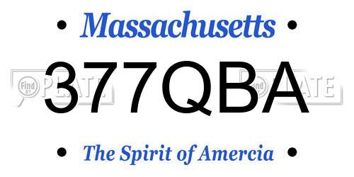 377QBA Massachusetts License Plate