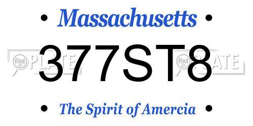 377ST8 Massachusetts License Plate