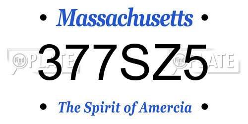 377SZ5 Massachusetts License Plate