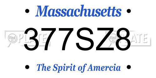 377SZ8 Massachusetts License Plate