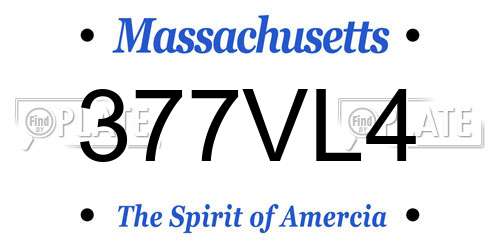 377VL4 Massachusetts License Plate