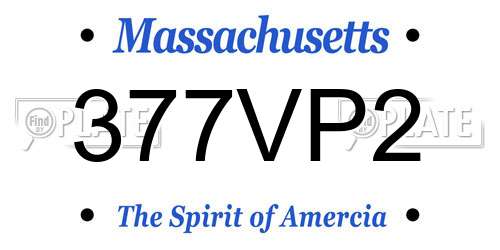 377VP2 Massachusetts License Plate