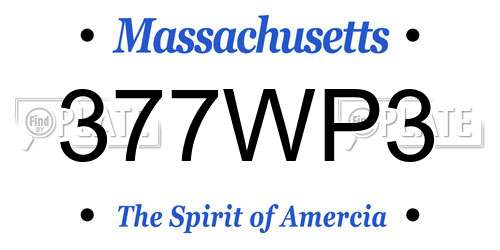 377WP3 Massachusetts License Plate