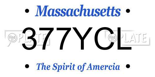 377YCL Massachusetts License Plate