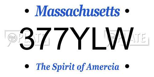 377YLW Massachusetts License Plate