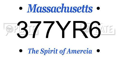 377YR6 Massachusetts License Plate