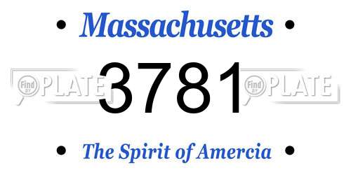 3781 Massachusetts License Plate