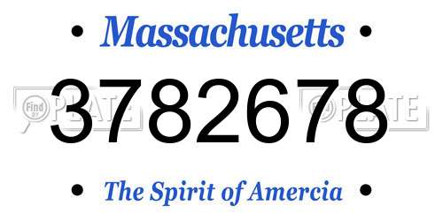3782678 Massachusetts License Plate