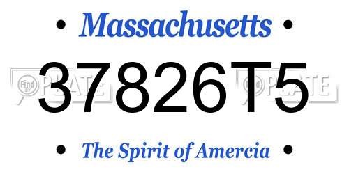 37826T5 Massachusetts License Plate
