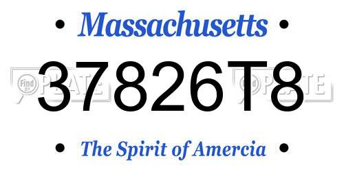 37826T8 Massachusetts License Plate