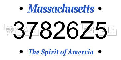 37826Z5 Massachusetts License Plate