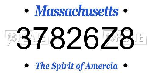 37826Z8 Massachusetts License Plate