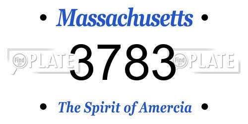 3783 Massachusetts License Plate