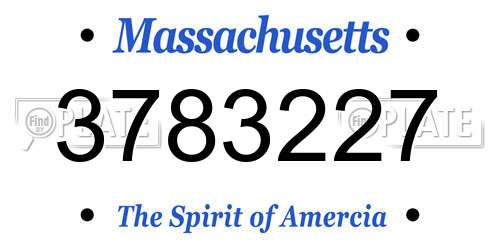3783227 Massachusetts License Plate