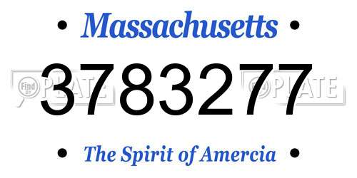 3783277 Massachusetts License Plate