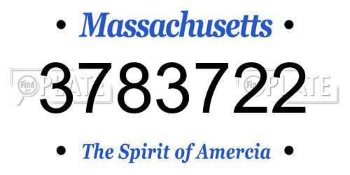 3783722 Massachusetts License Plate
