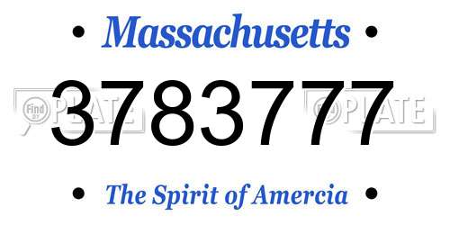 3783777 Massachusetts License Plate