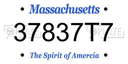 37837T7 Massachusetts License Plate
