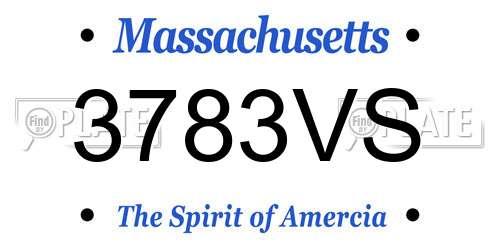 3783VS Massachusetts License Plate