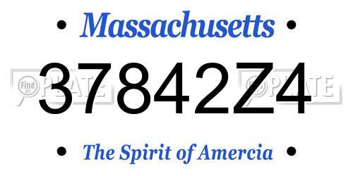 37842Z4 Massachusetts License Plate