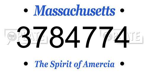 3784774 Massachusetts License Plate