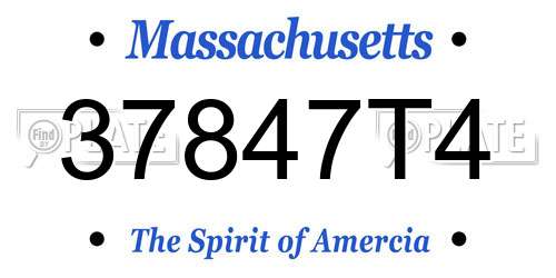 37847T4 Massachusetts License Plate