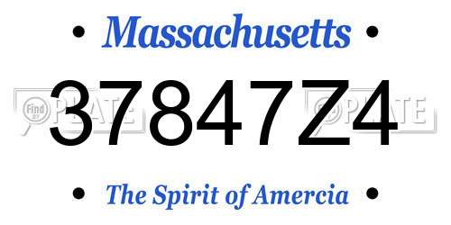 37847Z4 Massachusetts License Plate