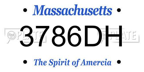 3786DH Massachusetts License Plate