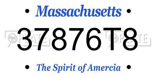 37876T8 Massachusetts License Plate