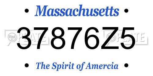 37876Z5 Massachusetts License Plate