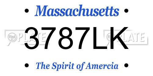 3787LK Massachusetts License Plate